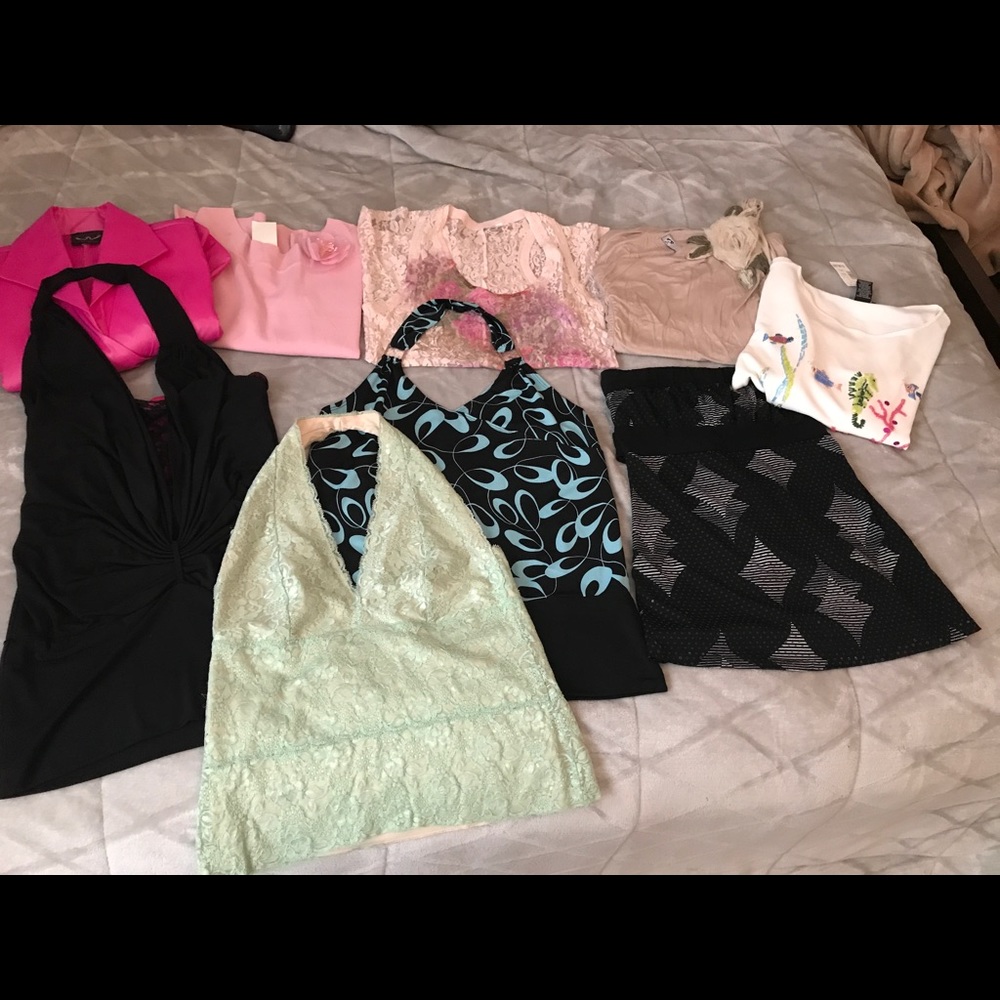 Women's 9 pc shirt lot sz M/L name brand tags